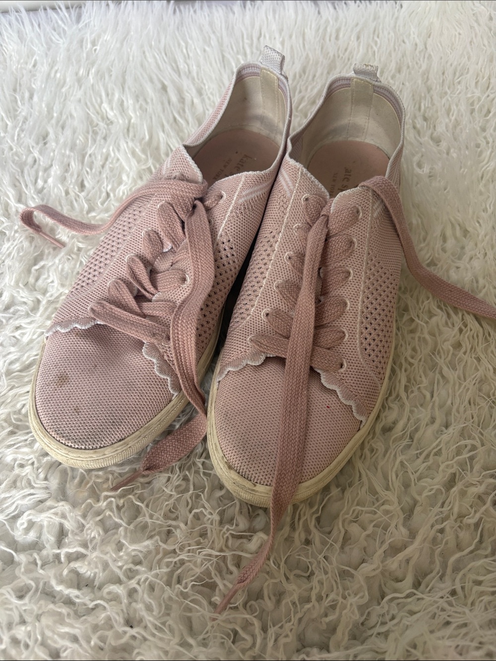 kate spade Pink Knit Scallop-Edge Lace-Up Sneakers